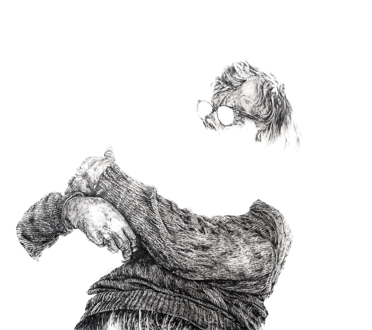 Dessin à la mine graphite sur papier.